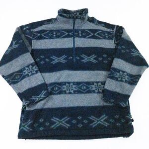 Eddie Bauer Ebtek Fleece Jacket Mens XS 1/4 Zip Pullover Blue Gray Sweater